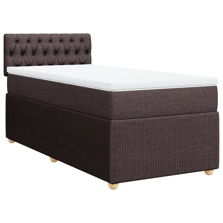 Boxspring met matras stof donkerbruin 90x190 cm