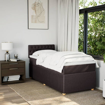 Boxspring met matras stof donkerbruin 90x190 cm