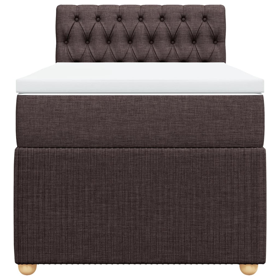 Boxspring met matras stof donkerbruin 90x190 cm