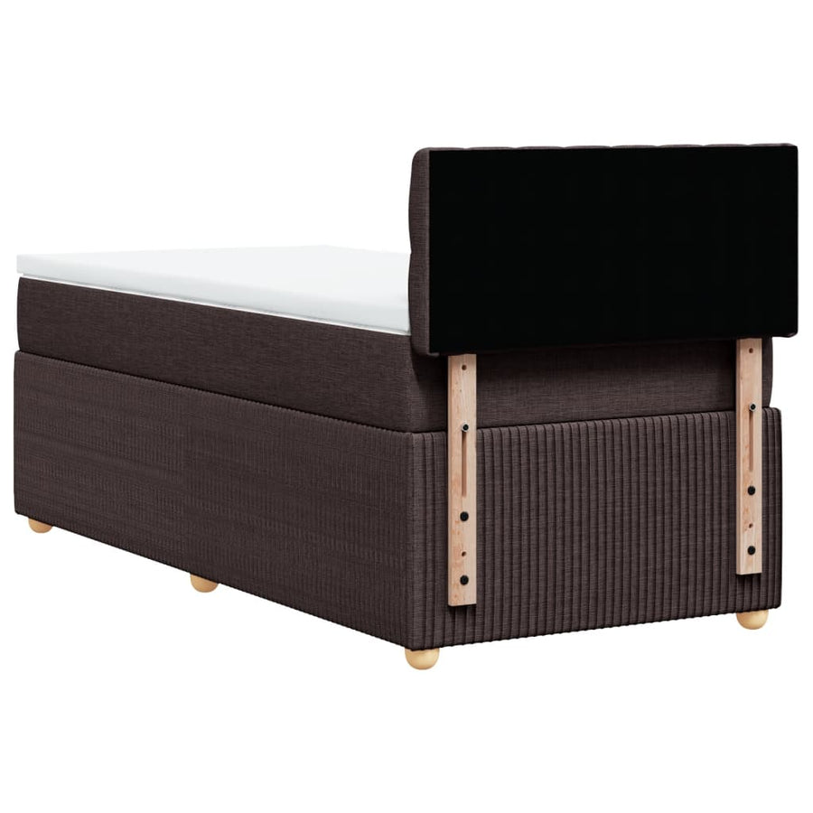 Boxspring met matras stof donkerbruin 90x190 cm