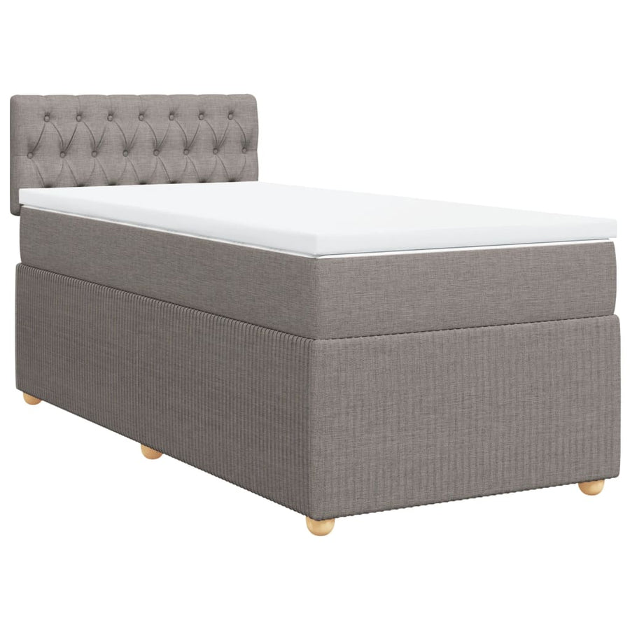 Boxspring met matras stof taupe 90x190 cm