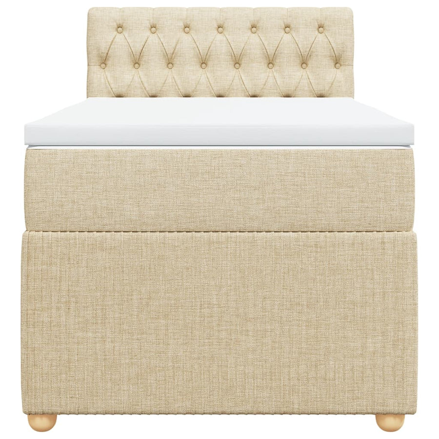 Boxspring met matras stof crèmekleurig 90x190 cm
