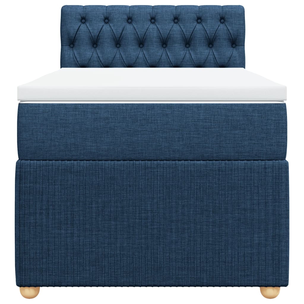 Boxspring met matras stof blauw 90x190 cm