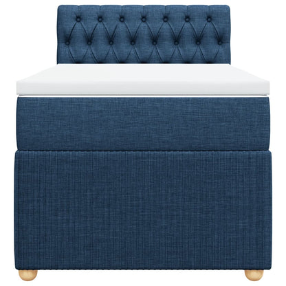 Boxspring met matras stof blauw 90x190 cm