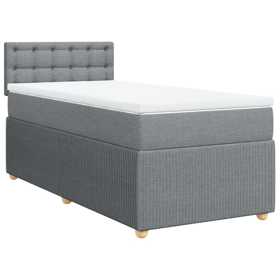 Boxspring met matras stof lichtgrijs 90x190 cm