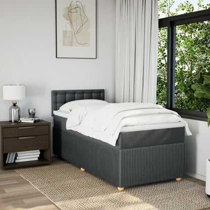 Boxspring met matras stof donkergrijs 90x190 cm