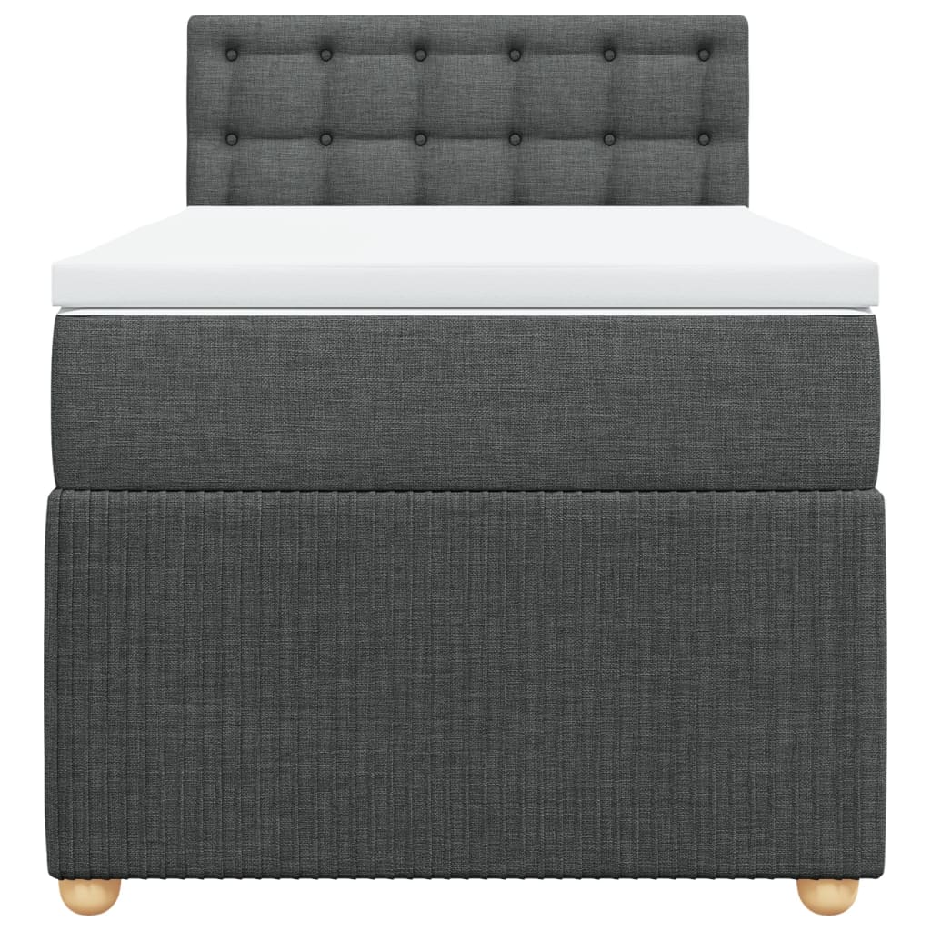 Boxspring met matras stof donkergrijs 90x190 cm