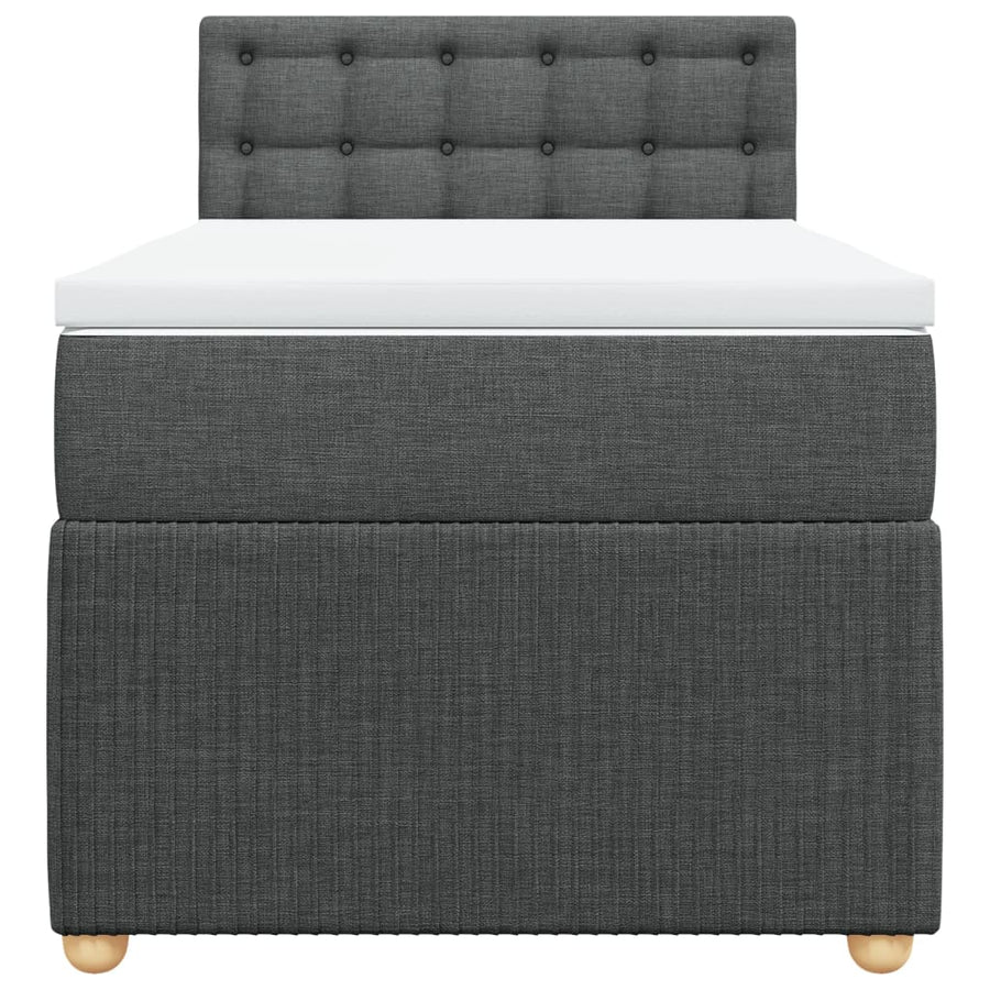 Boxspring met matras stof donkergrijs 90x190 cm