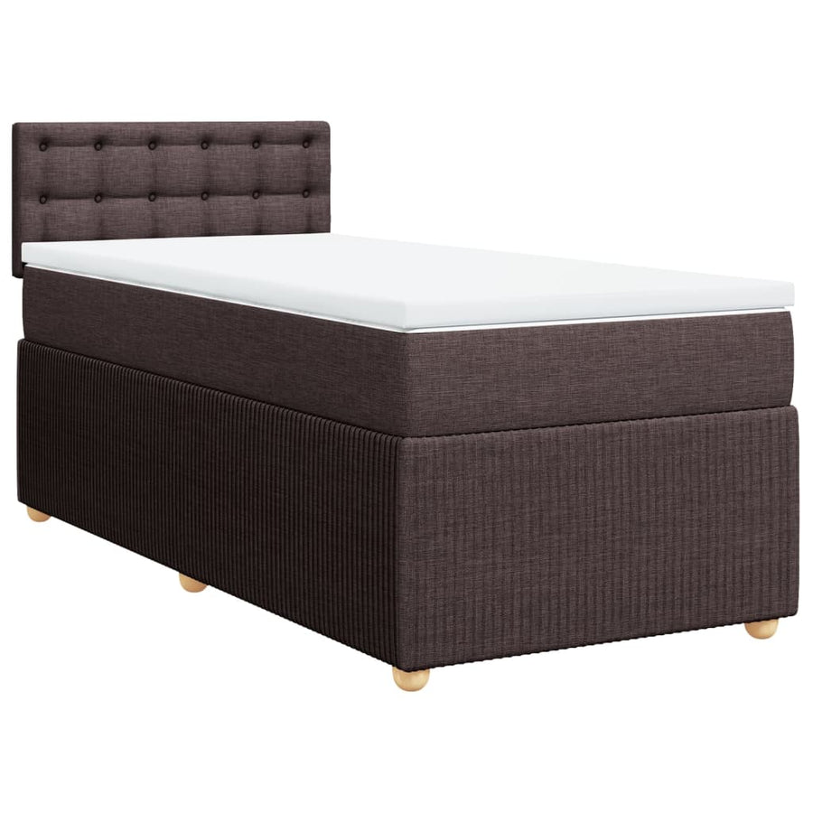 Boxspring met matras stof donkerbruin 90x190 cm