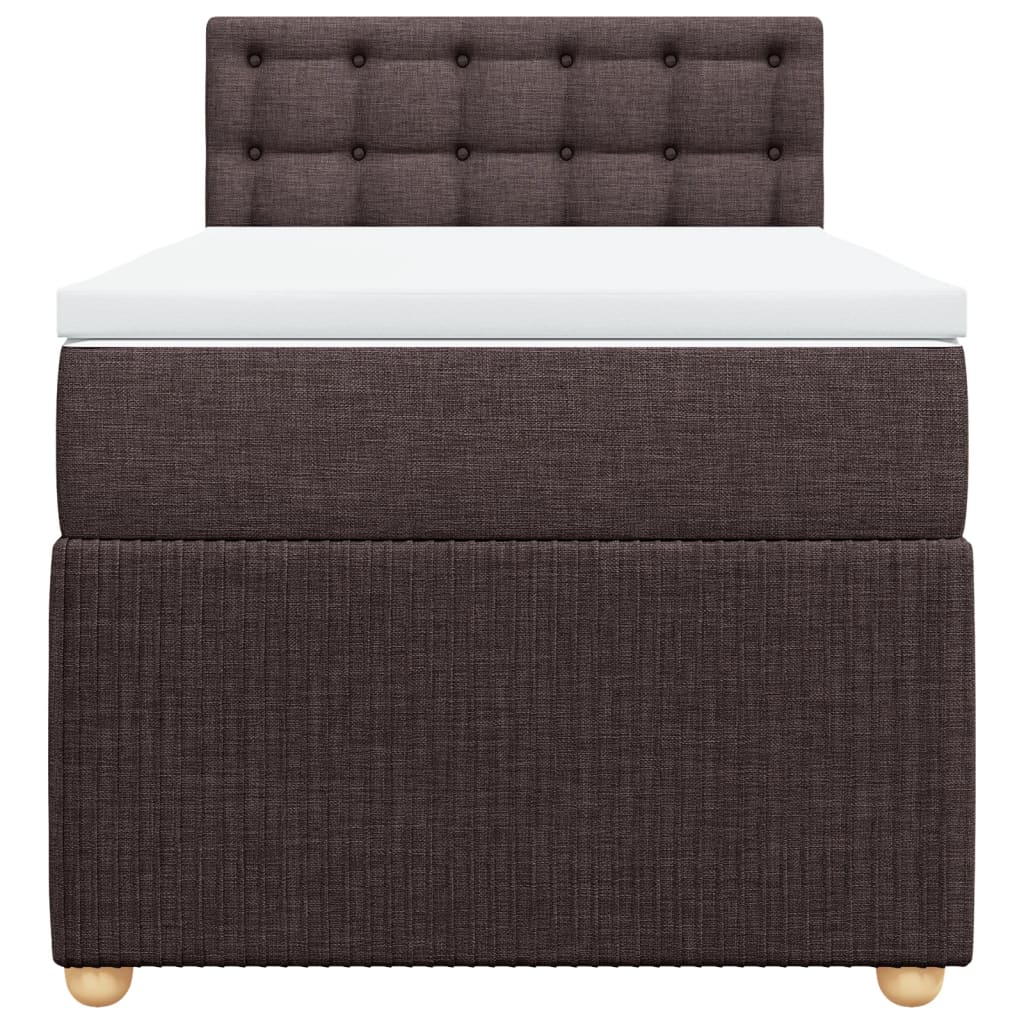 Boxspring met matras stof donkerbruin 90x190 cm