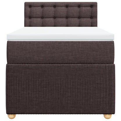 Boxspring met matras stof donkerbruin 90x190 cm