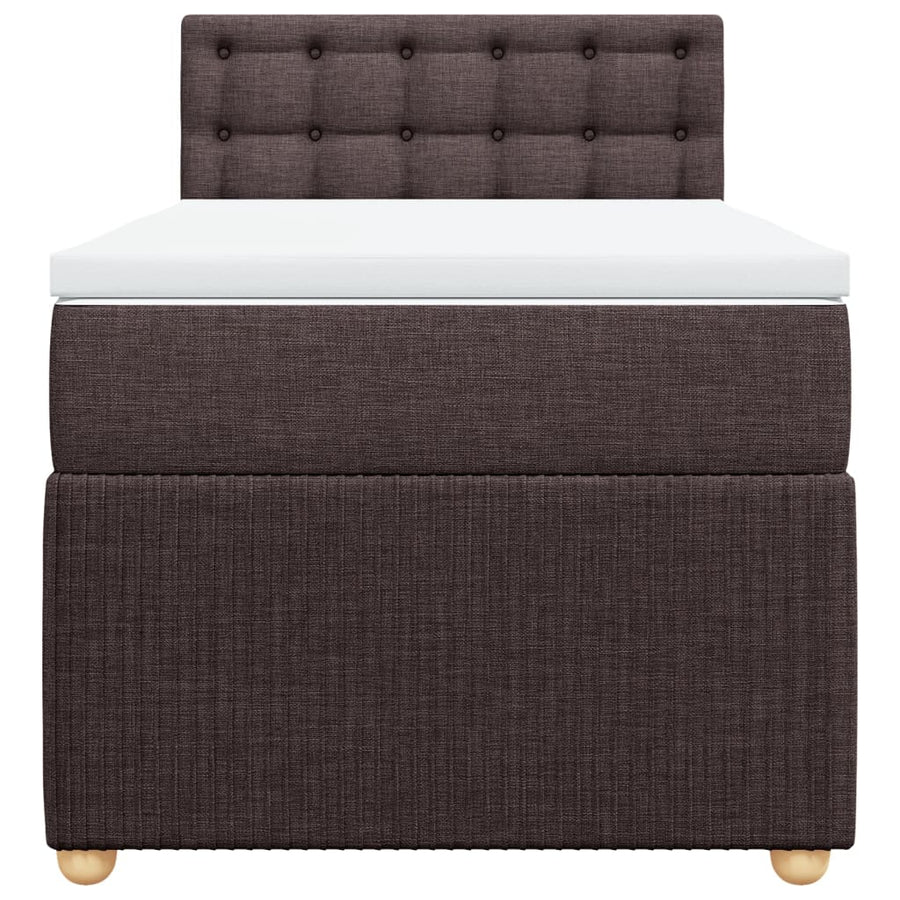 Boxspring met matras stof donkerbruin 90x190 cm