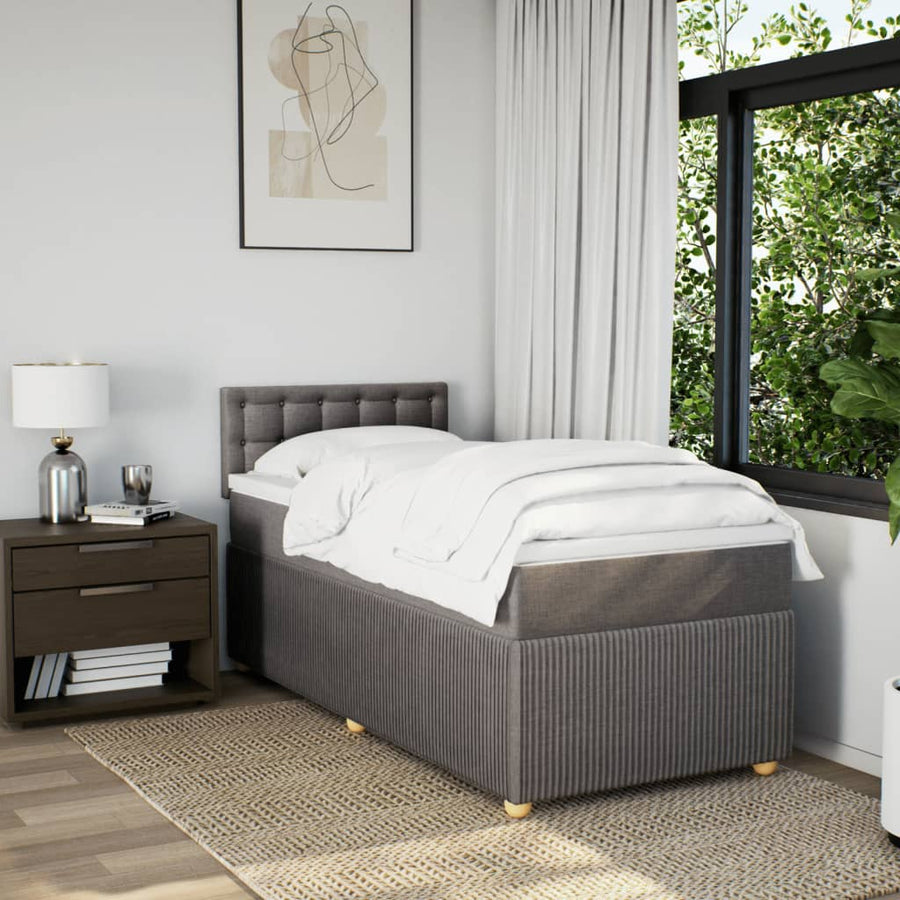 Boxspring met matras stof taupe 90x190 cm