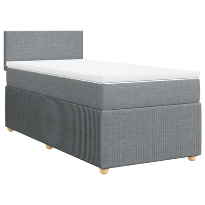 Boxspring met matras stof lichtgrijs 90x200 cm