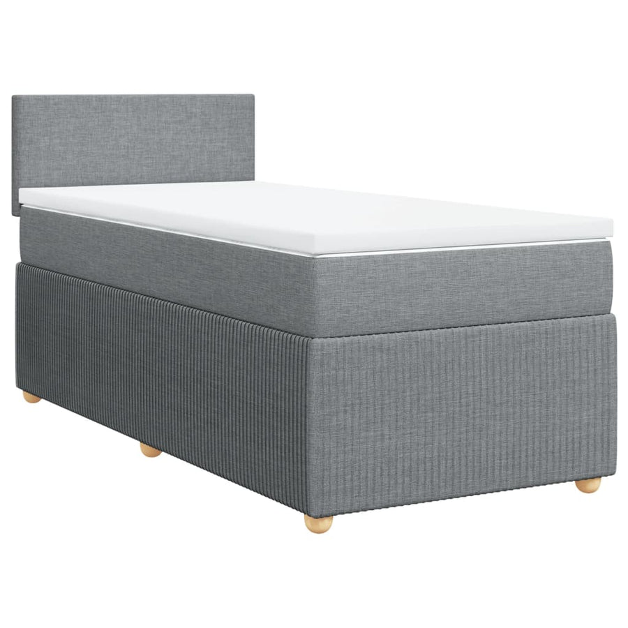 Boxspring met matras stof lichtgrijs 90x200 cm