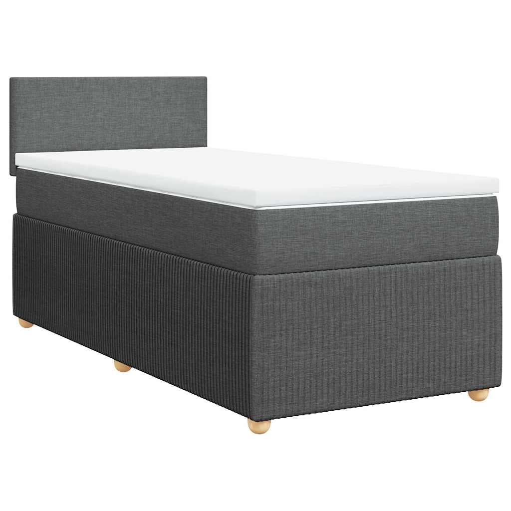 Boxspring met matras stof donkergrijs 90x200 cm