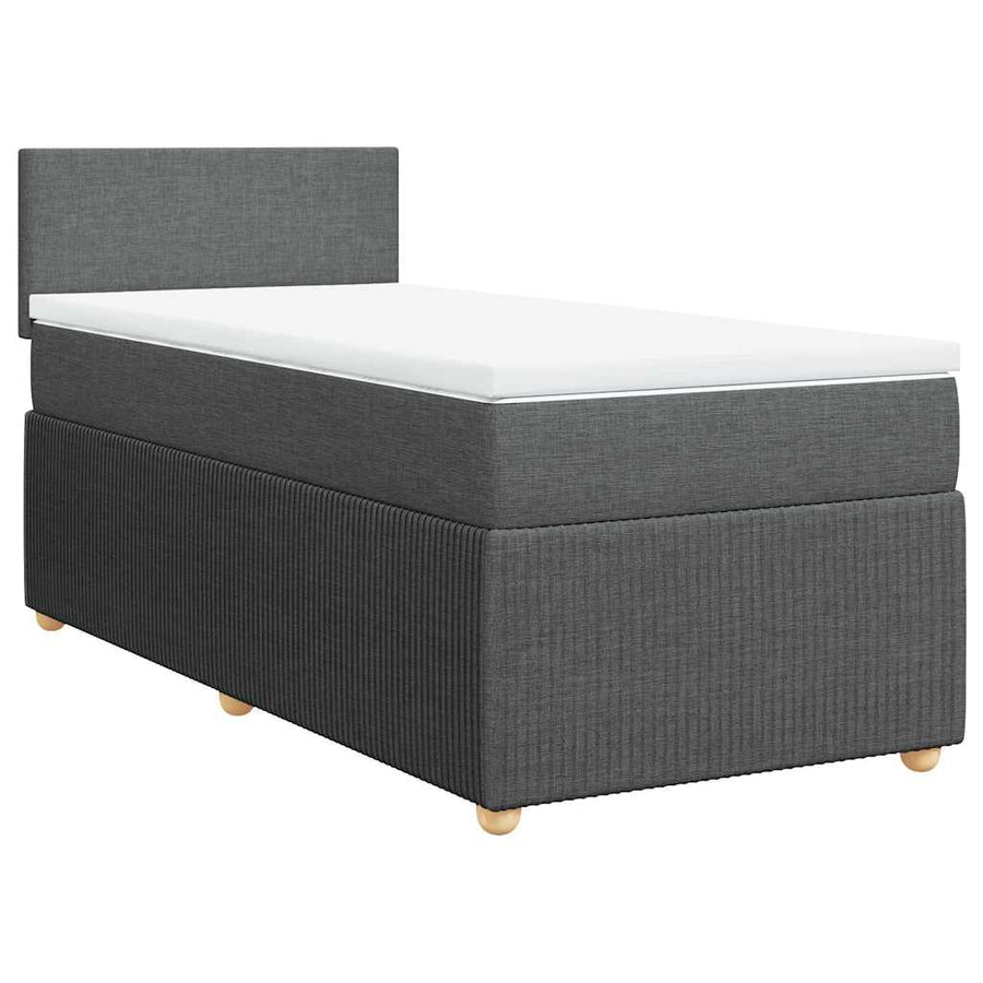 Boxspring met matras stof donkergrijs 90x200 cm