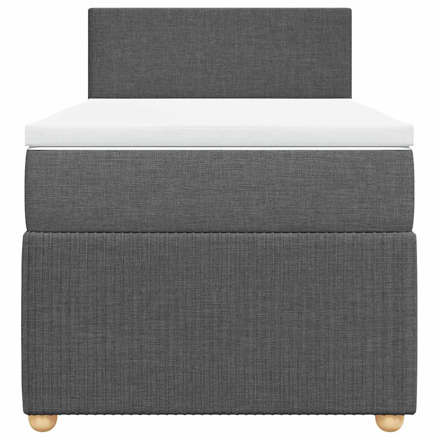 Boxspring met matras stof donkergrijs 90x200 cm