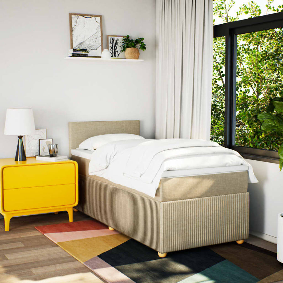 Boxspring met matras stof crèmekleurig 90x200 cm