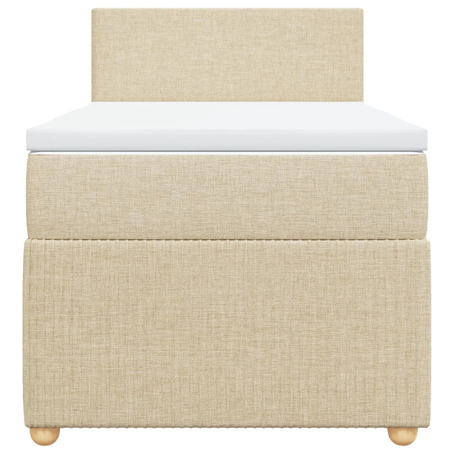 Boxspring met matras stof crèmekleurig 90x200 cm