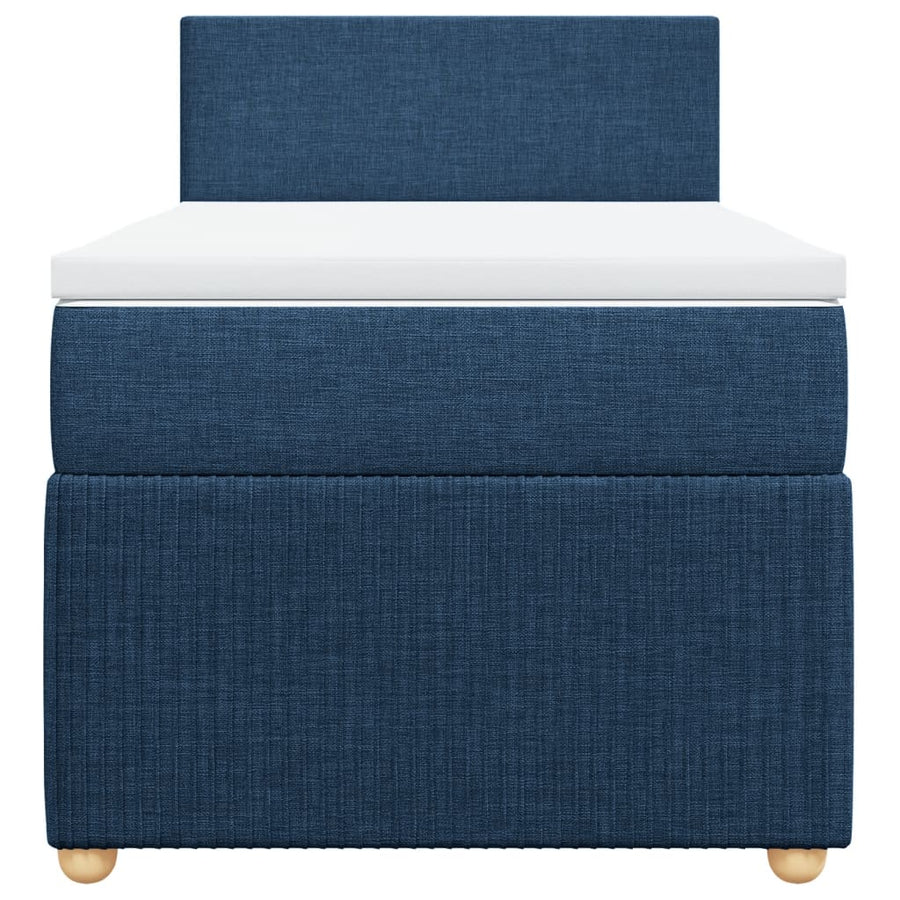 Boxspring met matras stof blauw 90x200 cm