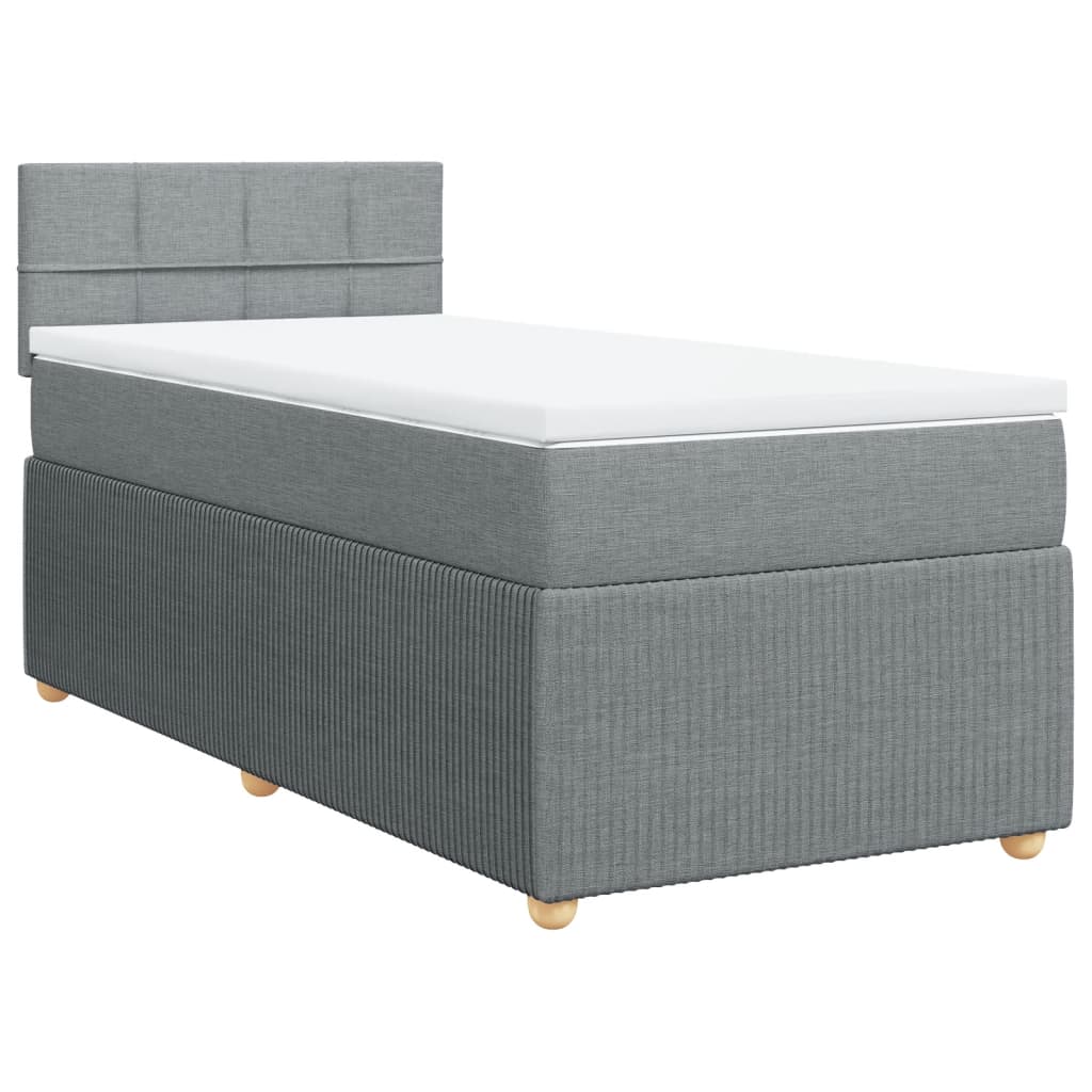 Boxspring met matras stof lichtgrijs 90x200 cm