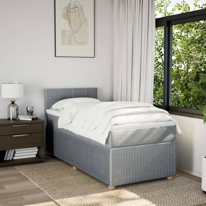 Boxspring met matras stof lichtgrijs 90x200 cm