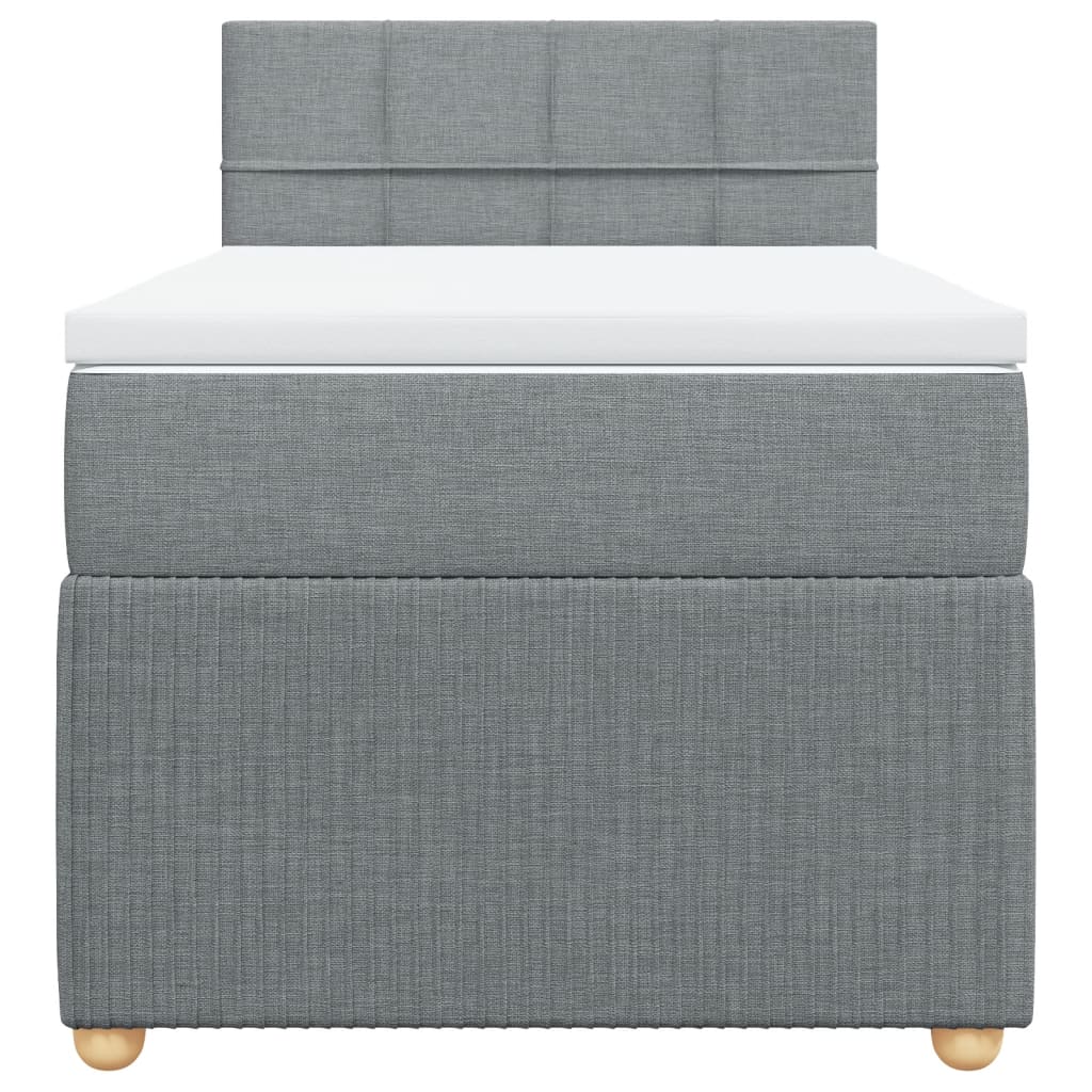Boxspring met matras stof lichtgrijs 90x200 cm