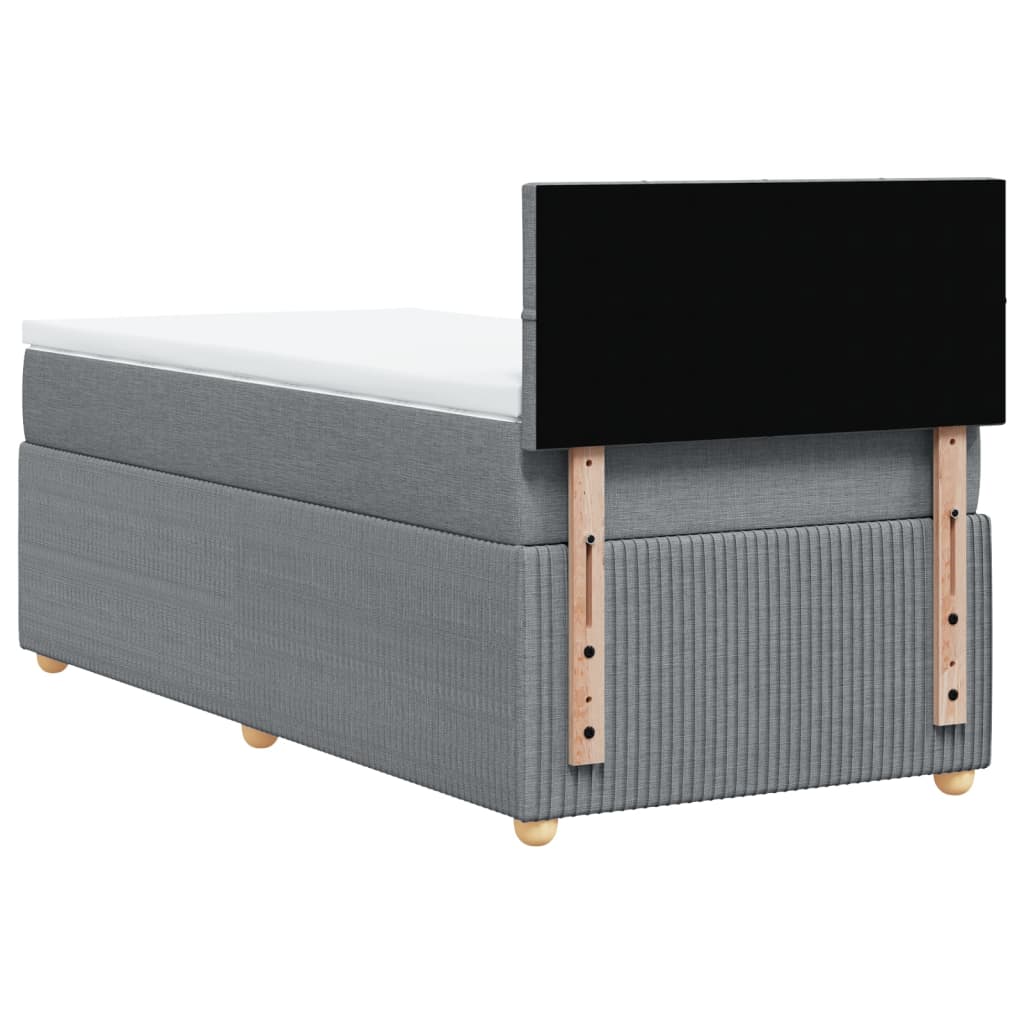 Boxspring met matras stof lichtgrijs 90x200 cm