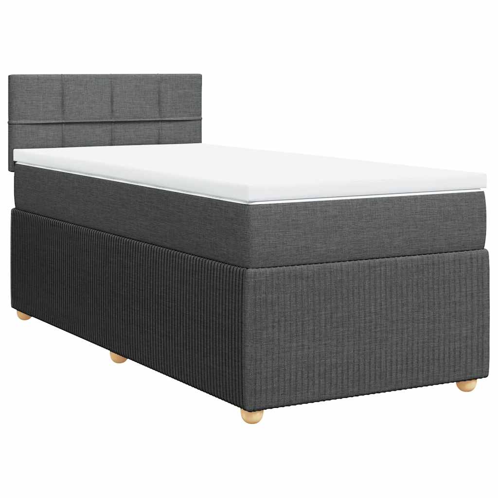Boxspring met matras stof donkergrijs 90x200 cm
