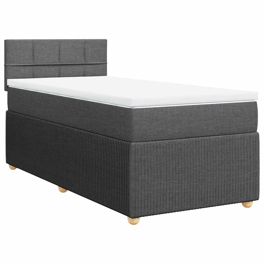Boxspring met matras stof donkergrijs 90x200 cm