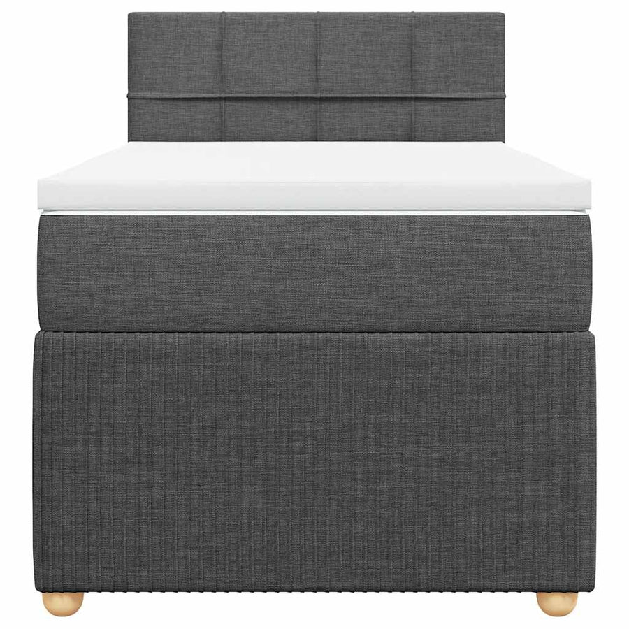 Boxspring met matras stof donkergrijs 90x200 cm