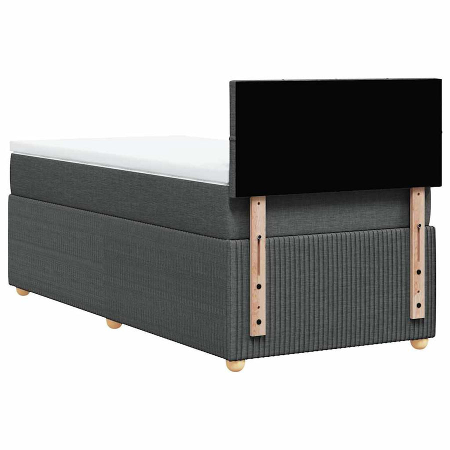 Boxspring met matras stof donkergrijs 90x200 cm