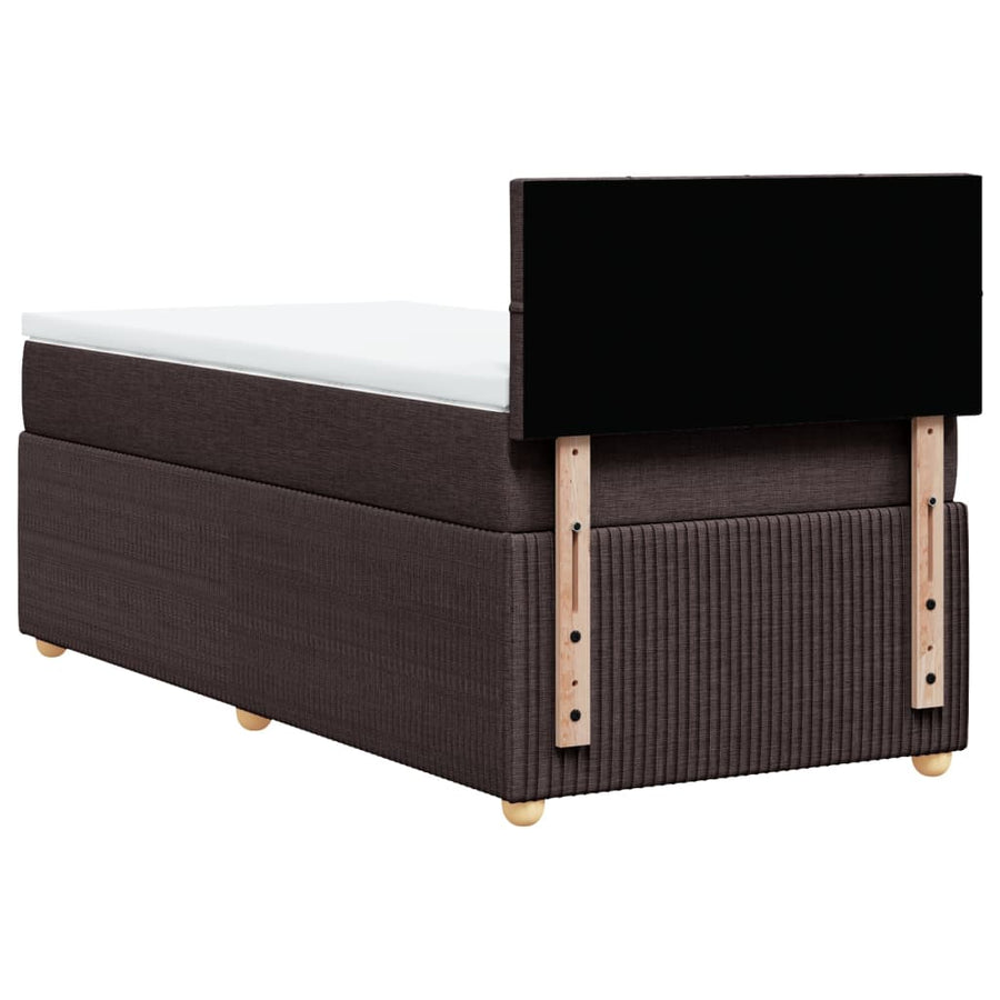 Boxspring met matras stof donkerbruin 90x200 cm