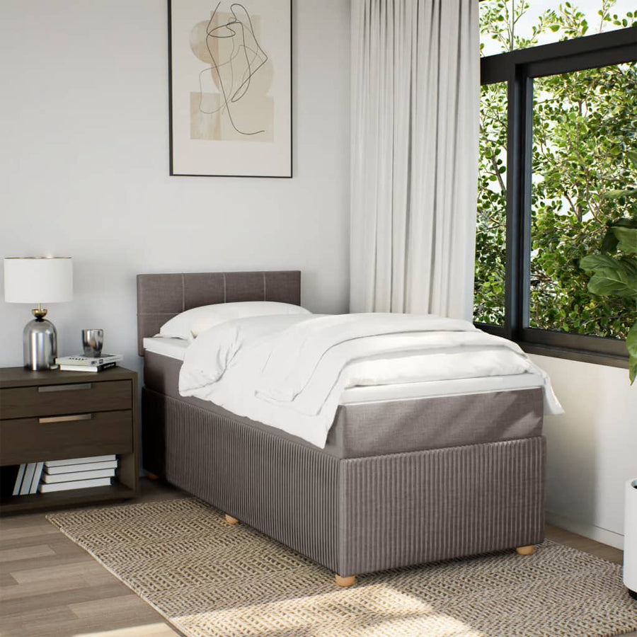 Boxspring met matras stof taupe 90x200 cm