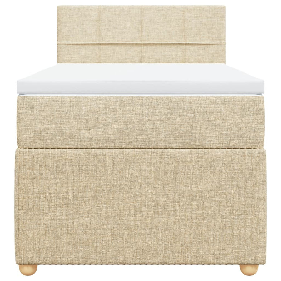 Boxspring met matras stof crèmekleurig 90x200 cm