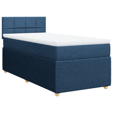 Boxspring met matras stof blauw 90x200 cm