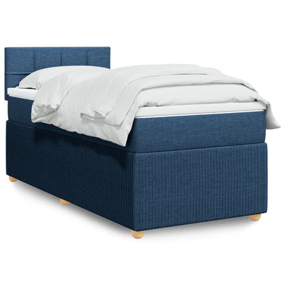 Boxspring met matras stof blauw 90x200 cm