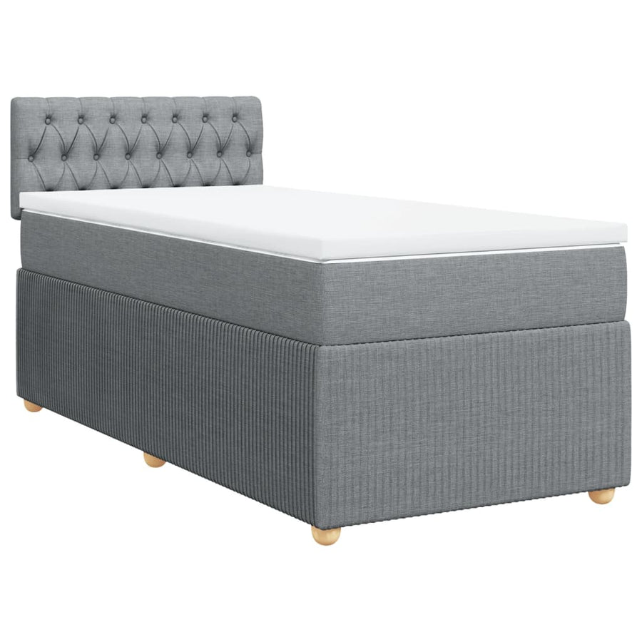 Boxspring met matras stof lichtgrijs 90x200 cm