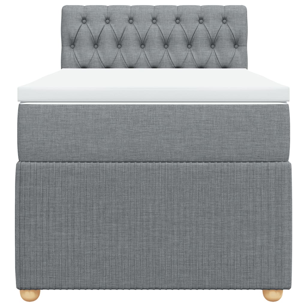 Boxspring met matras stof lichtgrijs 90x200 cm