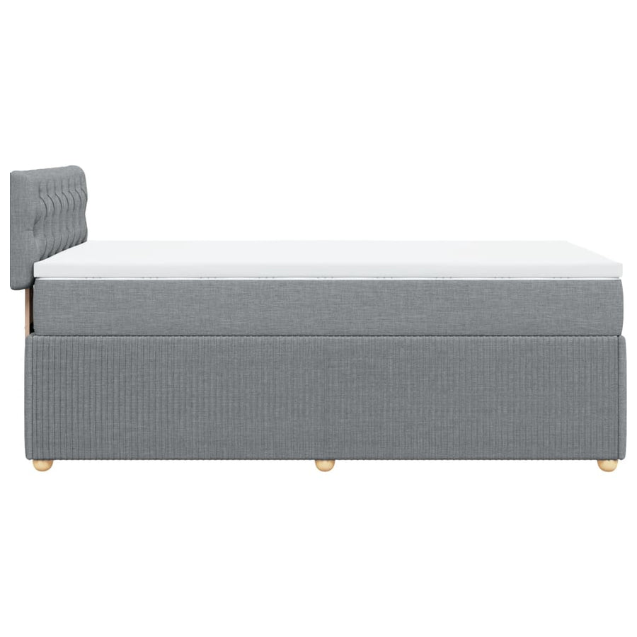 Boxspring met matras stof lichtgrijs 90x200 cm