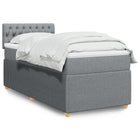 Box spring with mattress fabric light gray 90x200 cm