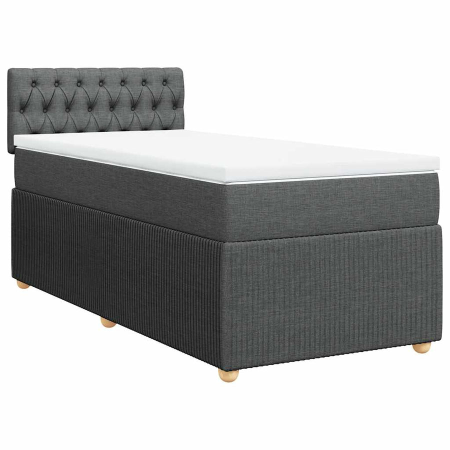 Boxspring met matras stof donkergrijs 90x200 cm