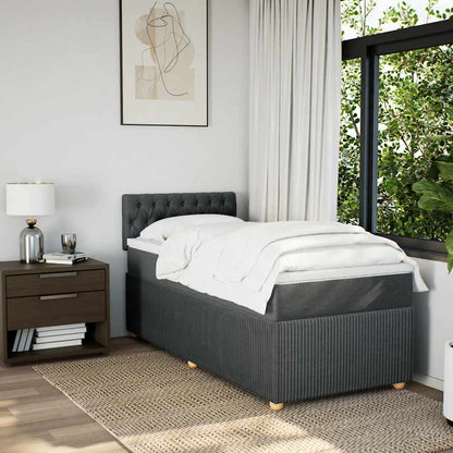 Boxspring met matras stof donkergrijs 90x200 cm