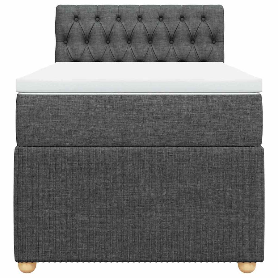 Boxspring met matras stof donkergrijs 90x200 cm