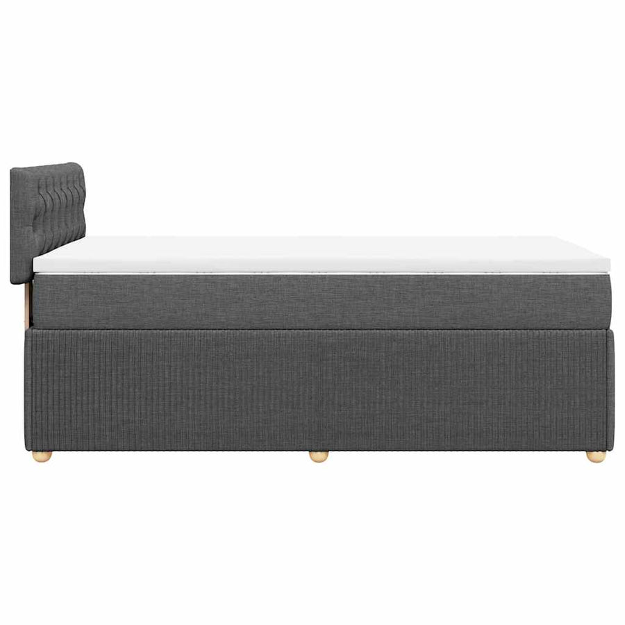 Boxspring met matras stof donkergrijs 90x200 cm