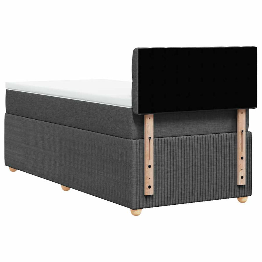Boxspring met matras stof donkergrijs 90x200 cm