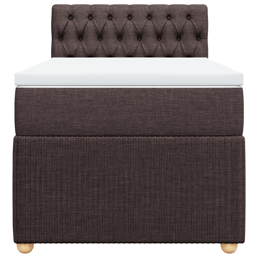 Boxspring met matras stof donkerbruin 90x200 cm