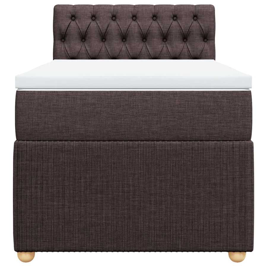 Boxspring met matras stof donkerbruin 90x200 cm