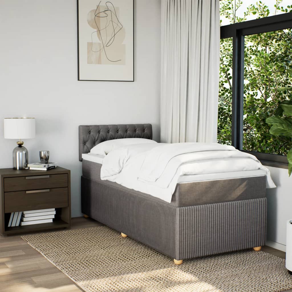 Boxspring met matras stof taupe 90x200 cm